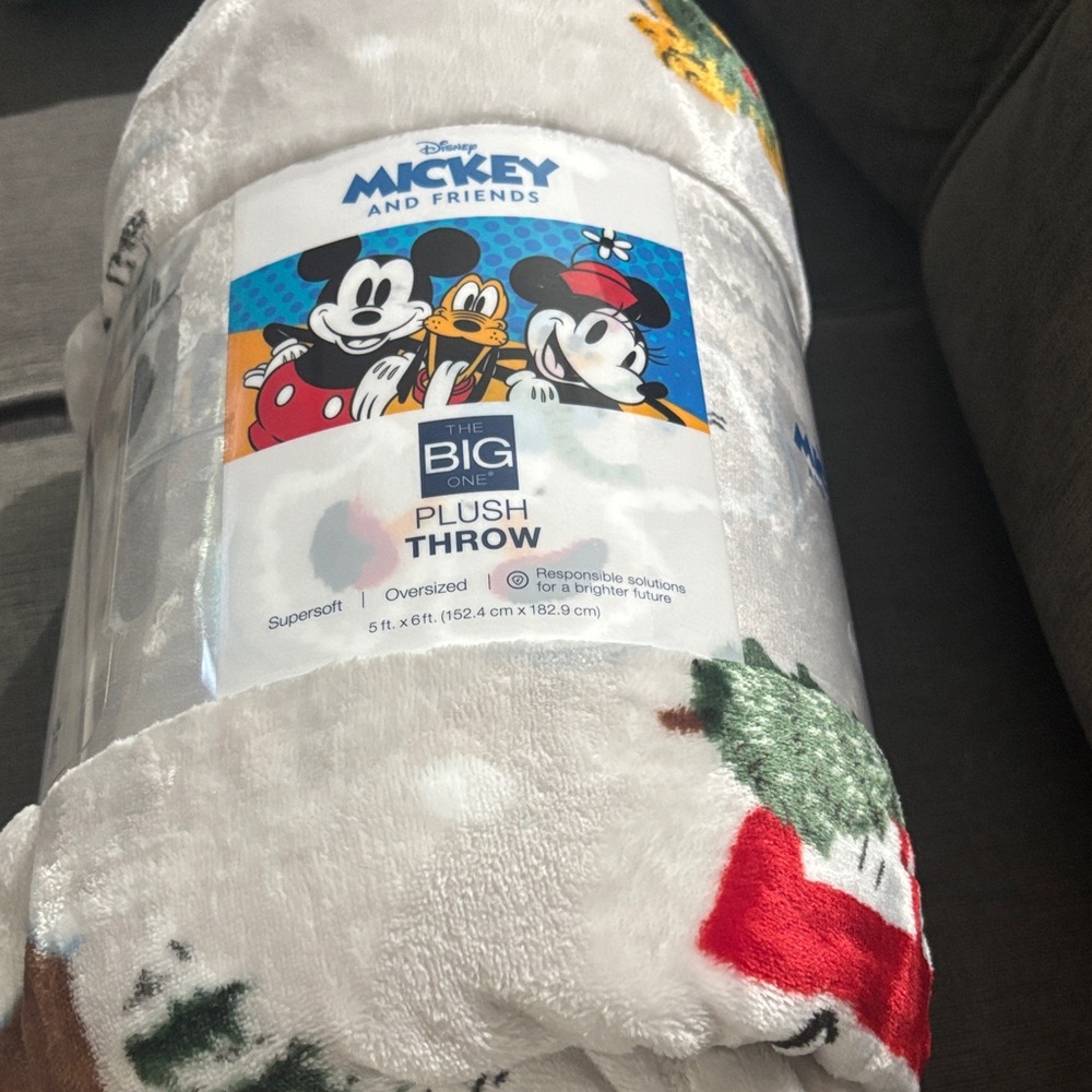 Disney Cozy Mickey and Friends Colorful Plush holiday Christmas festive Blanket
